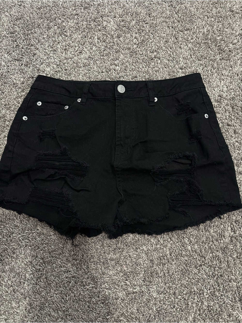 Rue21 Black Distressed Denim Jean Shorts